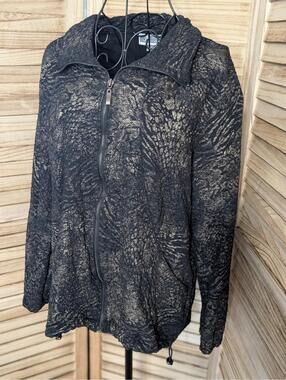 JM Collection Animal Print Jacket Full For Women, Zip Lightweight Size Large